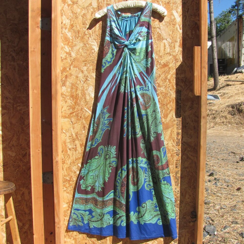 Paisley Maxi Dress Size M Hippie Bohemian Festival Resort Vacation Beach Fall
